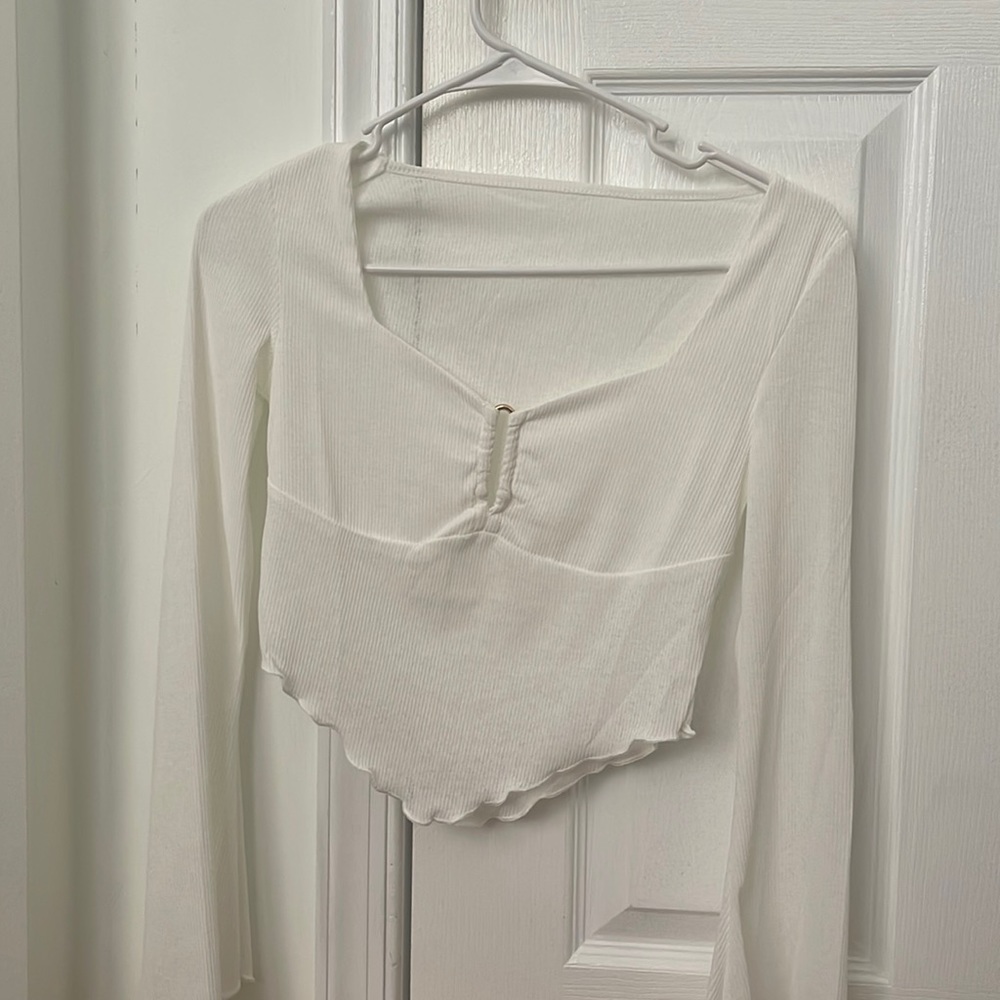 White long sleeve top